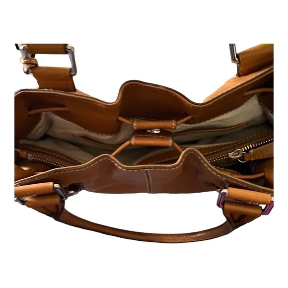 MICHAEL KORS-LEATHER COGNAC COLOR SATCHEL BAG - Picture 13 of 14